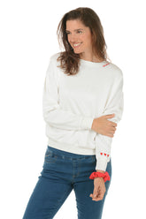 Heart Embroidered Dolman Sleeve Sweatshirt