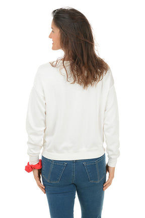 Heart Embroidered Dolman Sleeve Sweatshirt