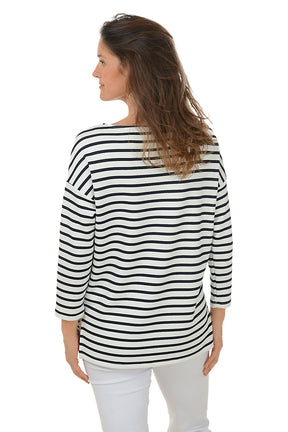 Striped Boat Neck Dolman Sleeve Top