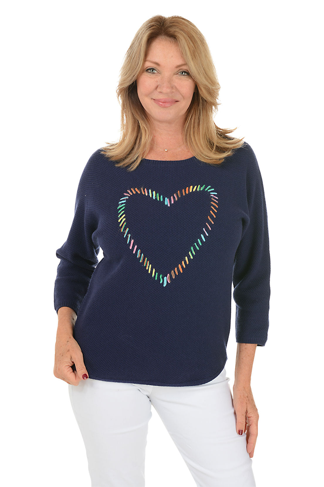 Navy Rainbow Heart Sweater