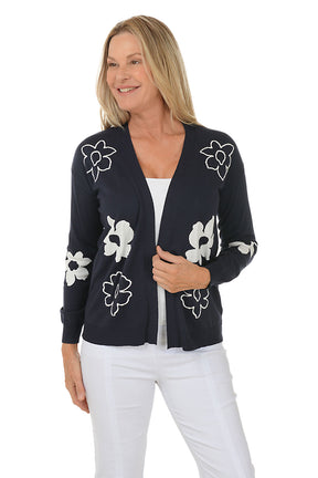 Floral Long Dolman Sleeve Open Cardigan