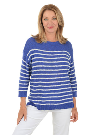 Marine Striped Boat Neck Sweater