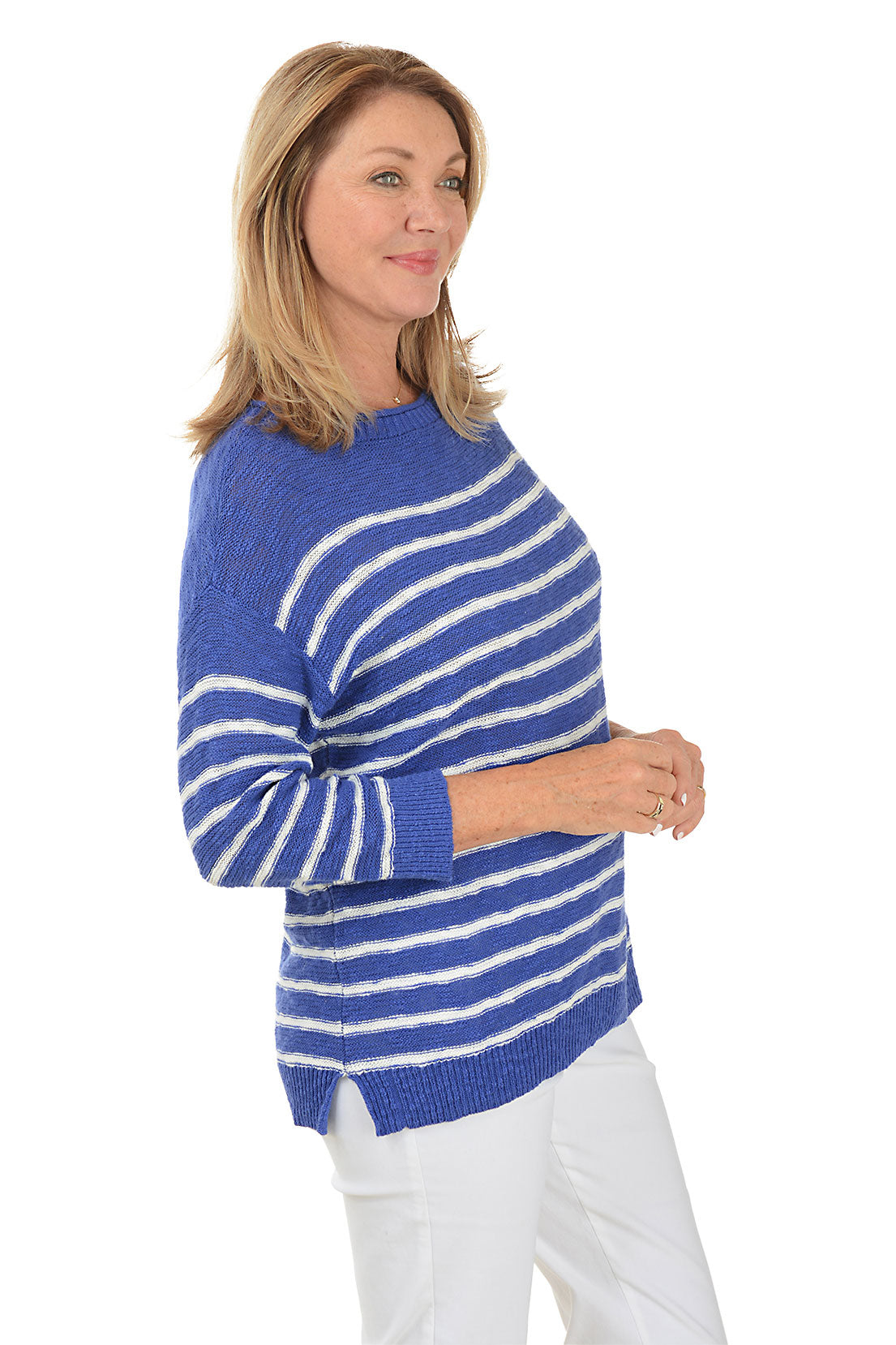 Marine Striped Boat Neck Sweater