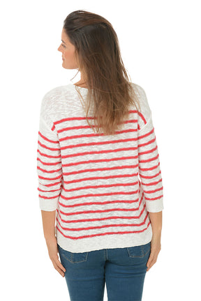 Red Striped Boat Neck Sweater