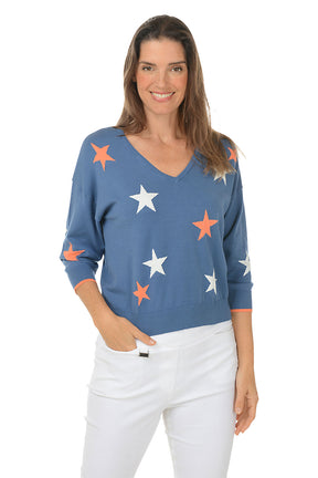 Confetti Stars V-Neck Sweater