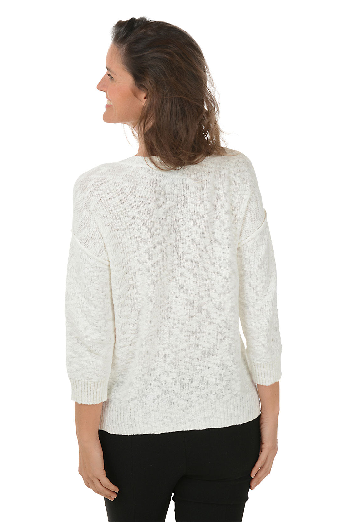 V-Neck Drop Shoulder Cotton Sweater