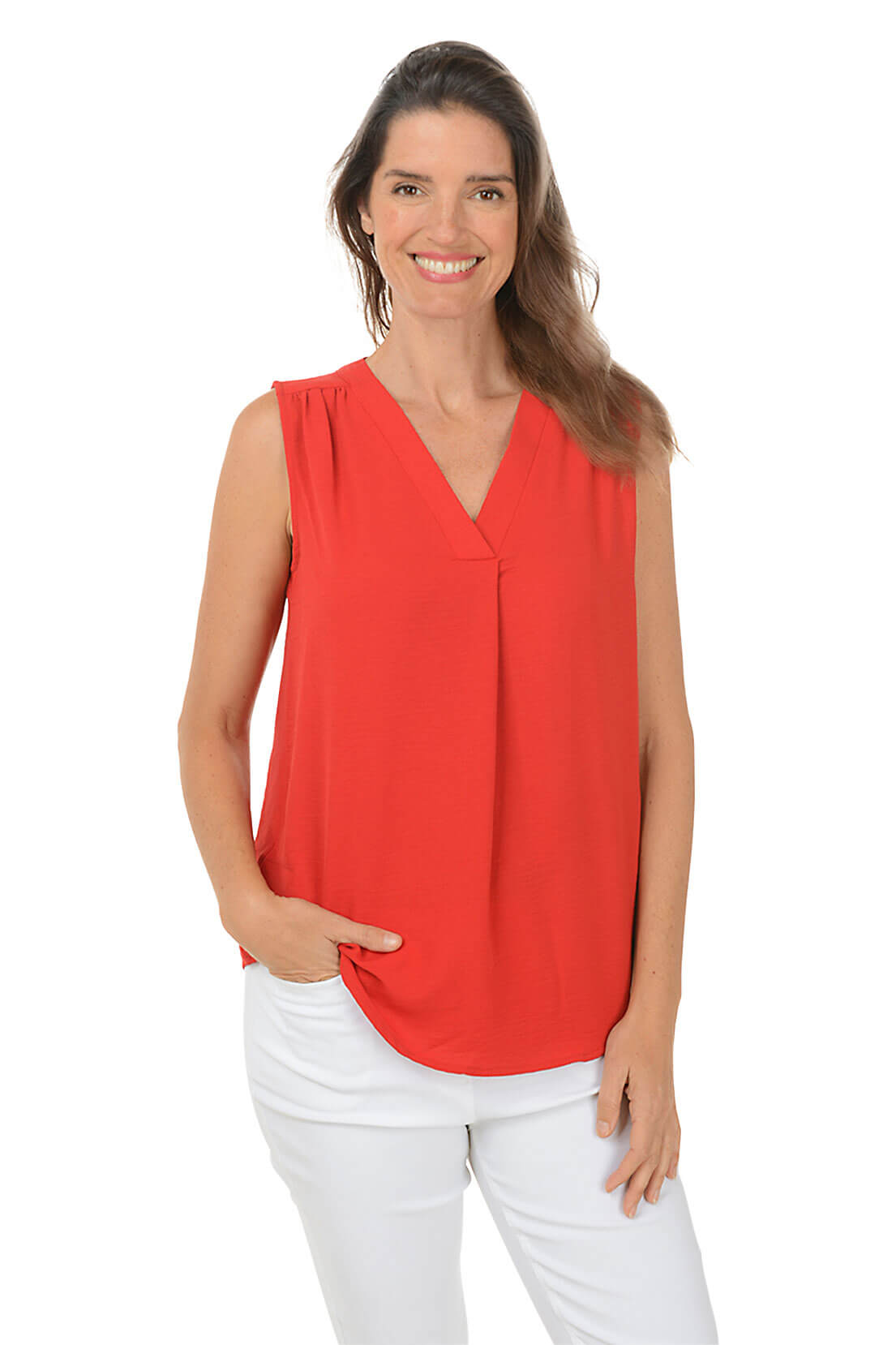 Inverted Pleat Sleeveless Blouse