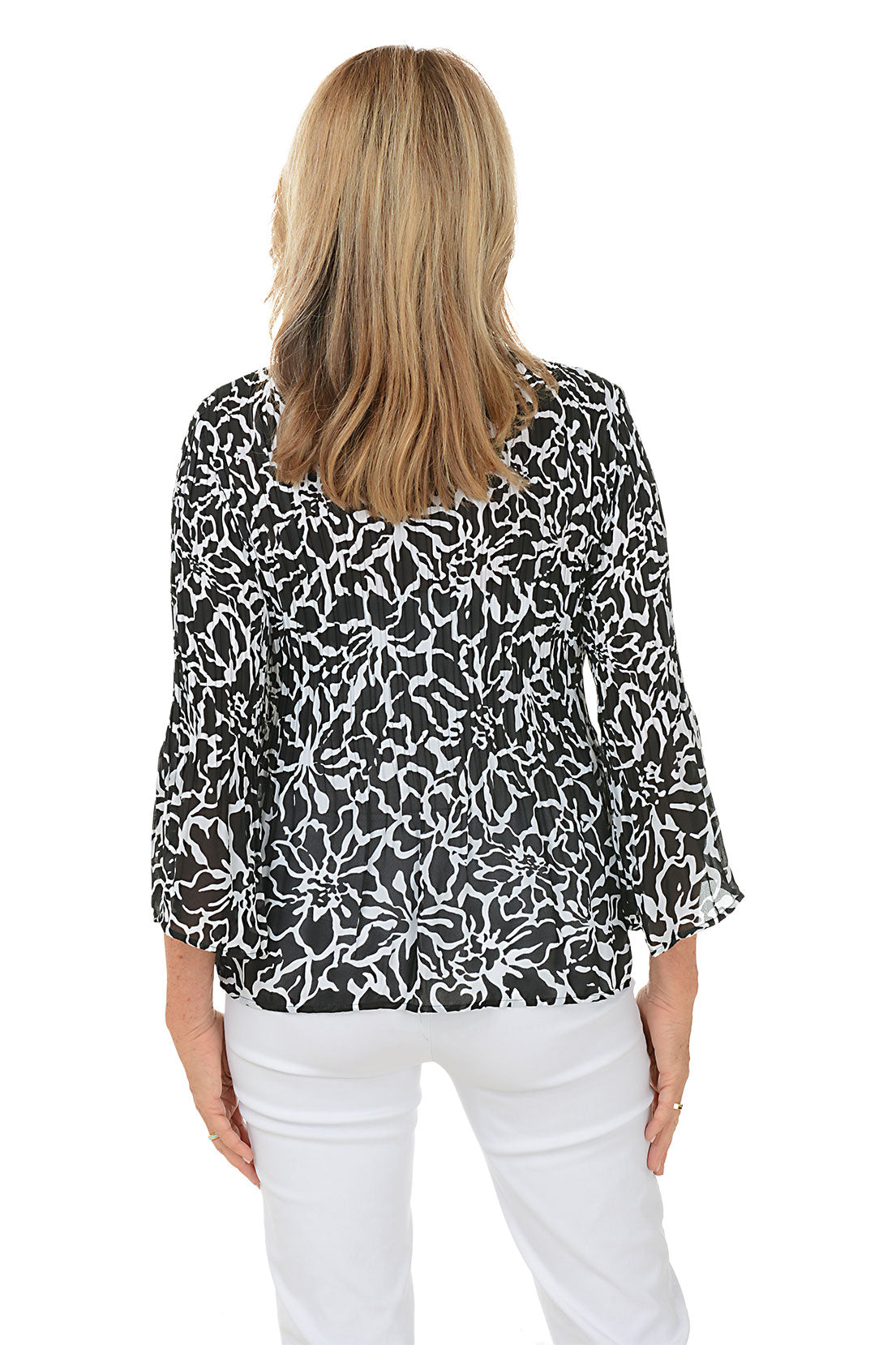 Black Roses Pleated Button-Front Shirt