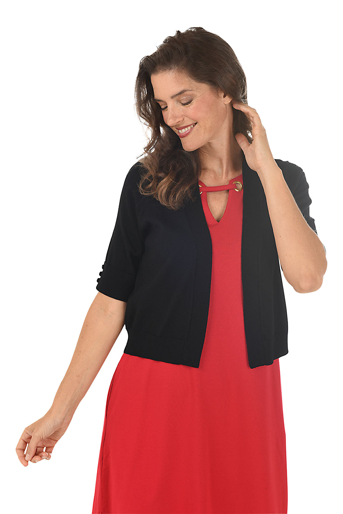 Triple Button Short Sleeve Shrug