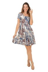 Paisley Cap Sleeve Seamed Dress