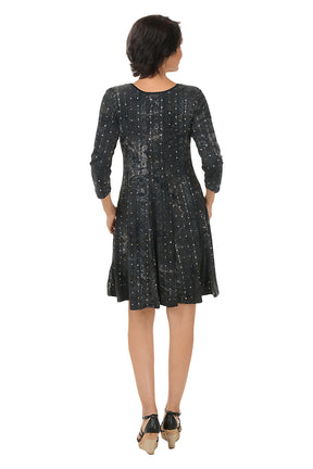 Sequin Embroidered 3/4 Sleeve Dress