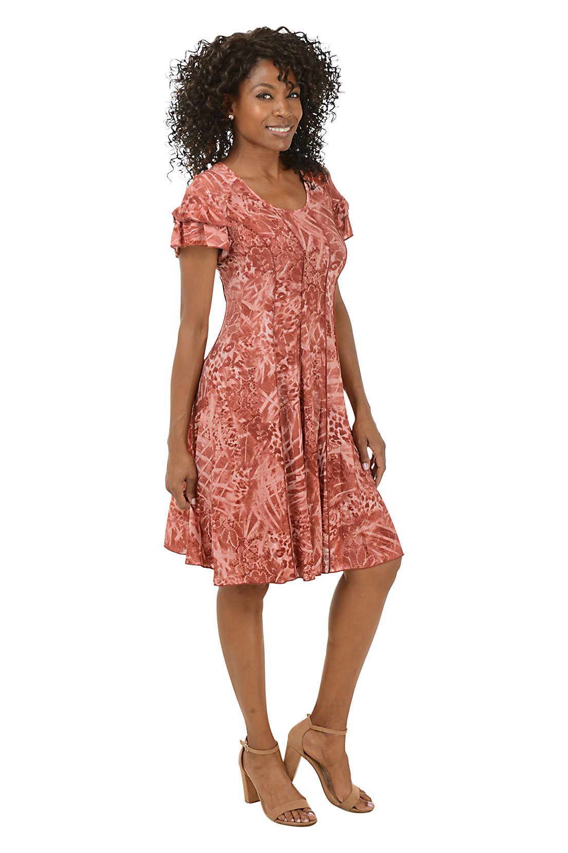 Rose Animal Double Ruffle Sleeve Dress