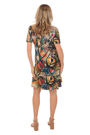 Poloma Short Sleeve Layered Hem Dress