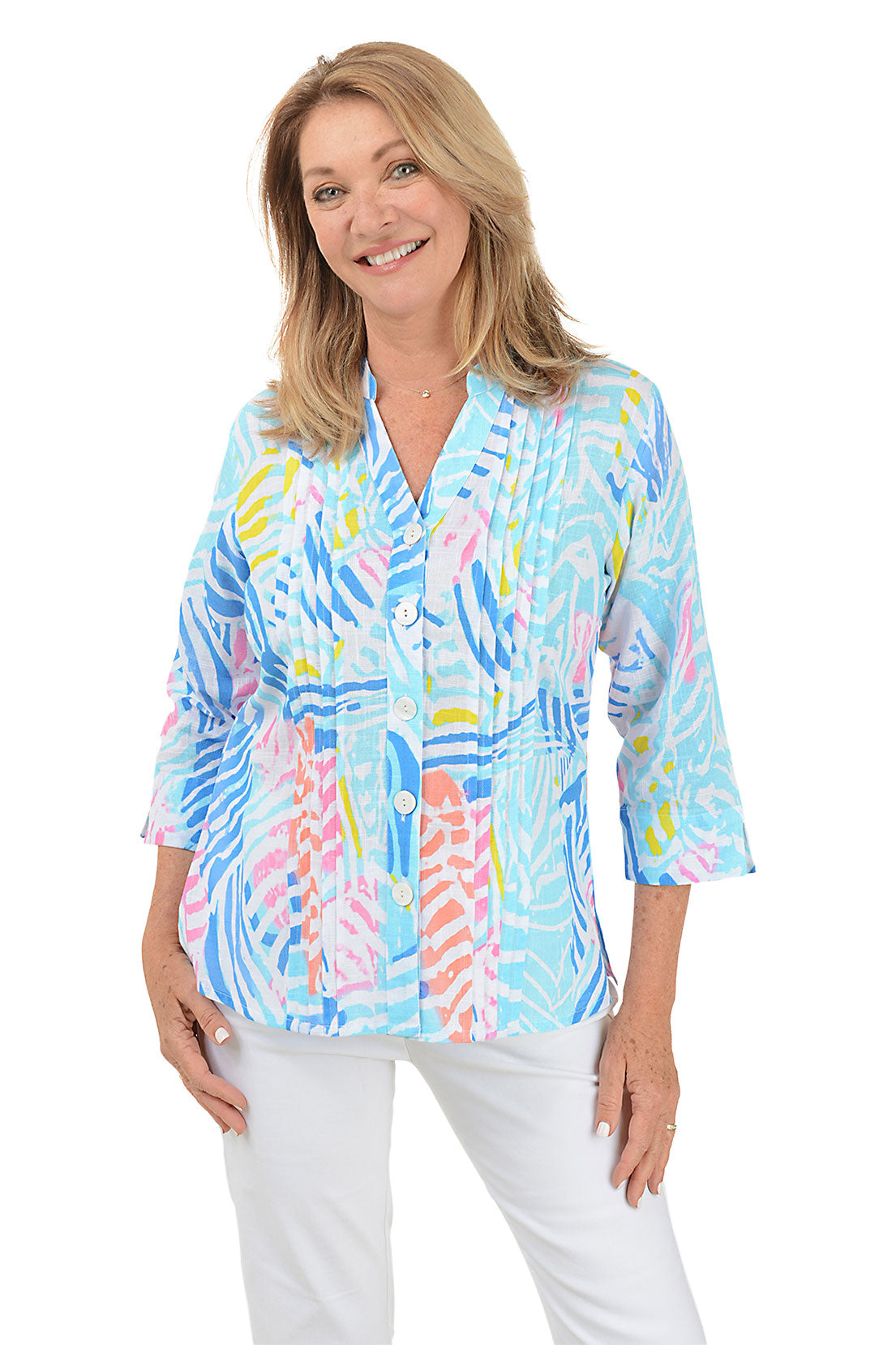 Wendy Pleated Button-Front Shirt