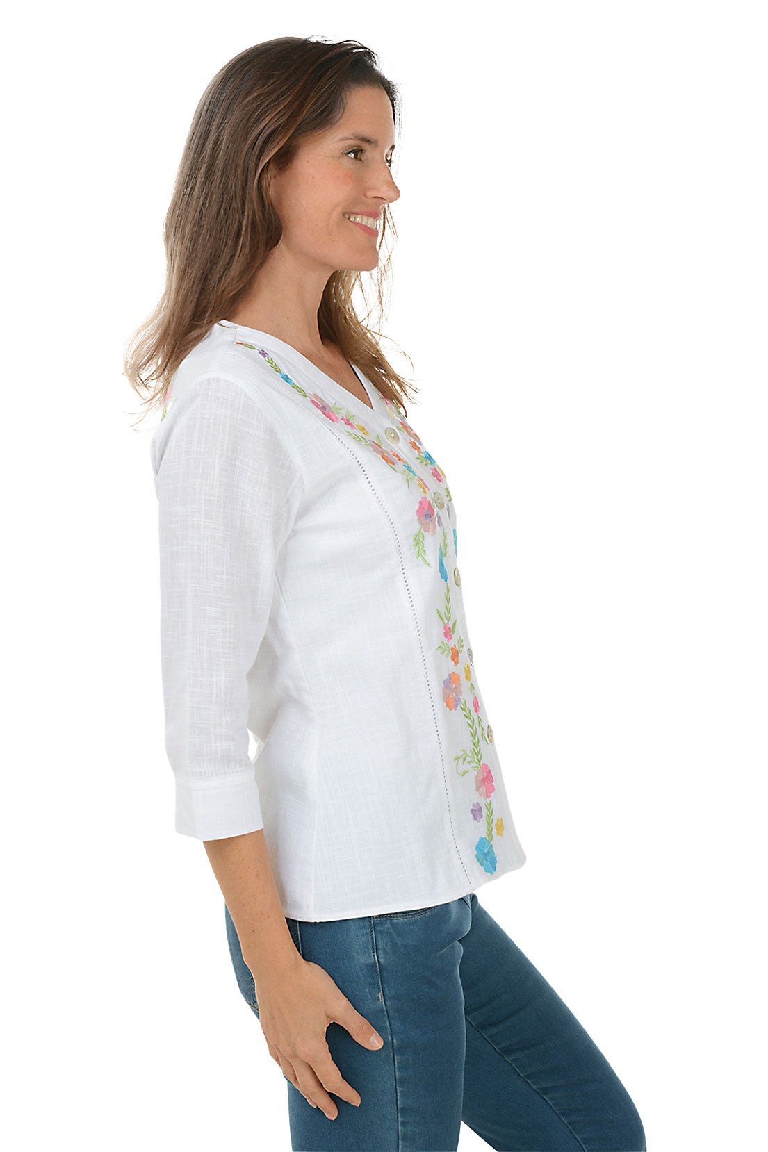 Charlotte Embroidered Button-Front Shirt