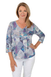 Purple Neelie Offset Button Front Pocket Top