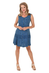 Indigo Button-Front Tank Dress