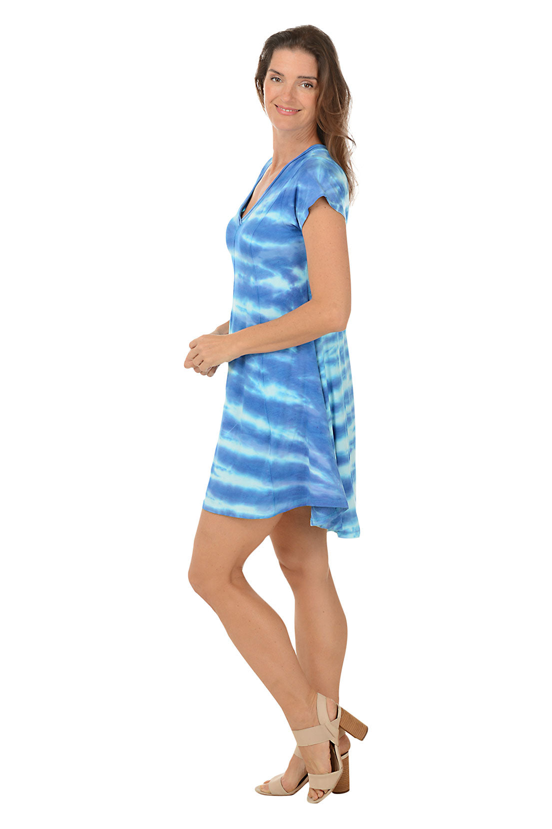 Indigo Zigzag Tie-Dye Skater Dress