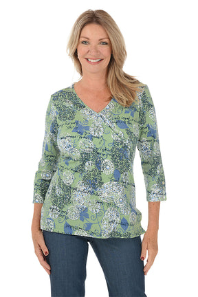 Paisley Patch Medallion Surplice Top