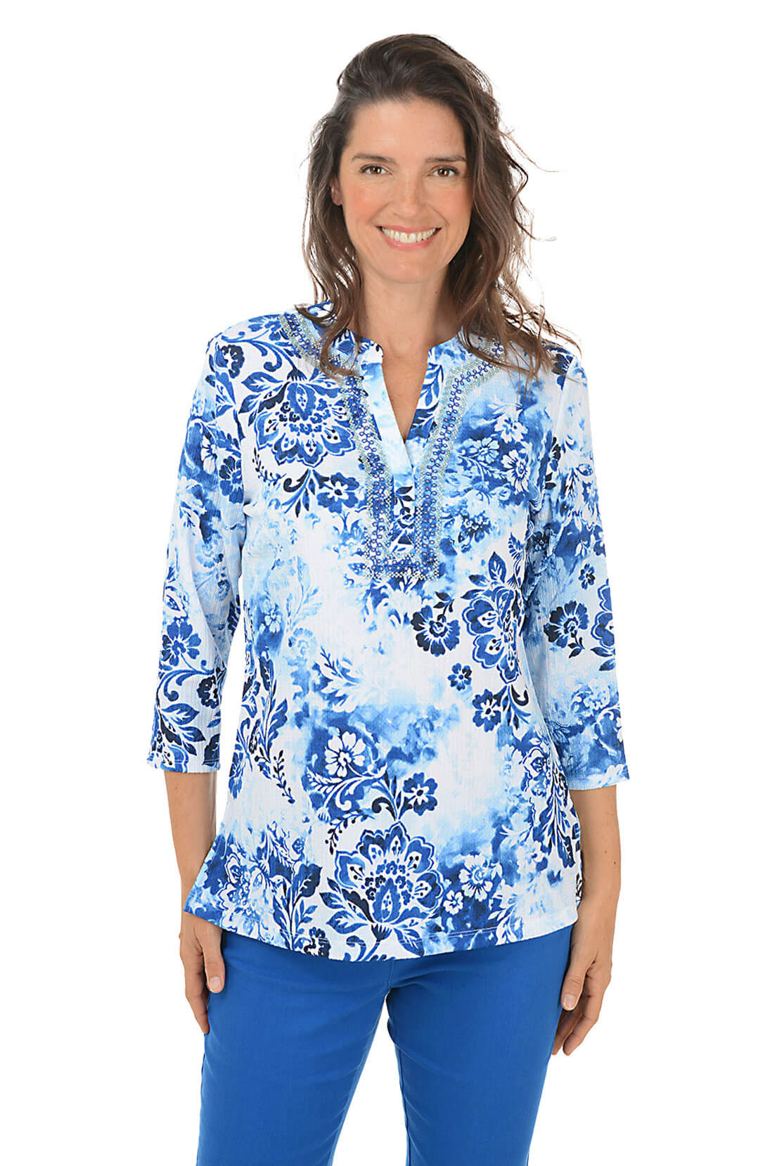 Petite Tinted Tides Beaded Neck Tunic