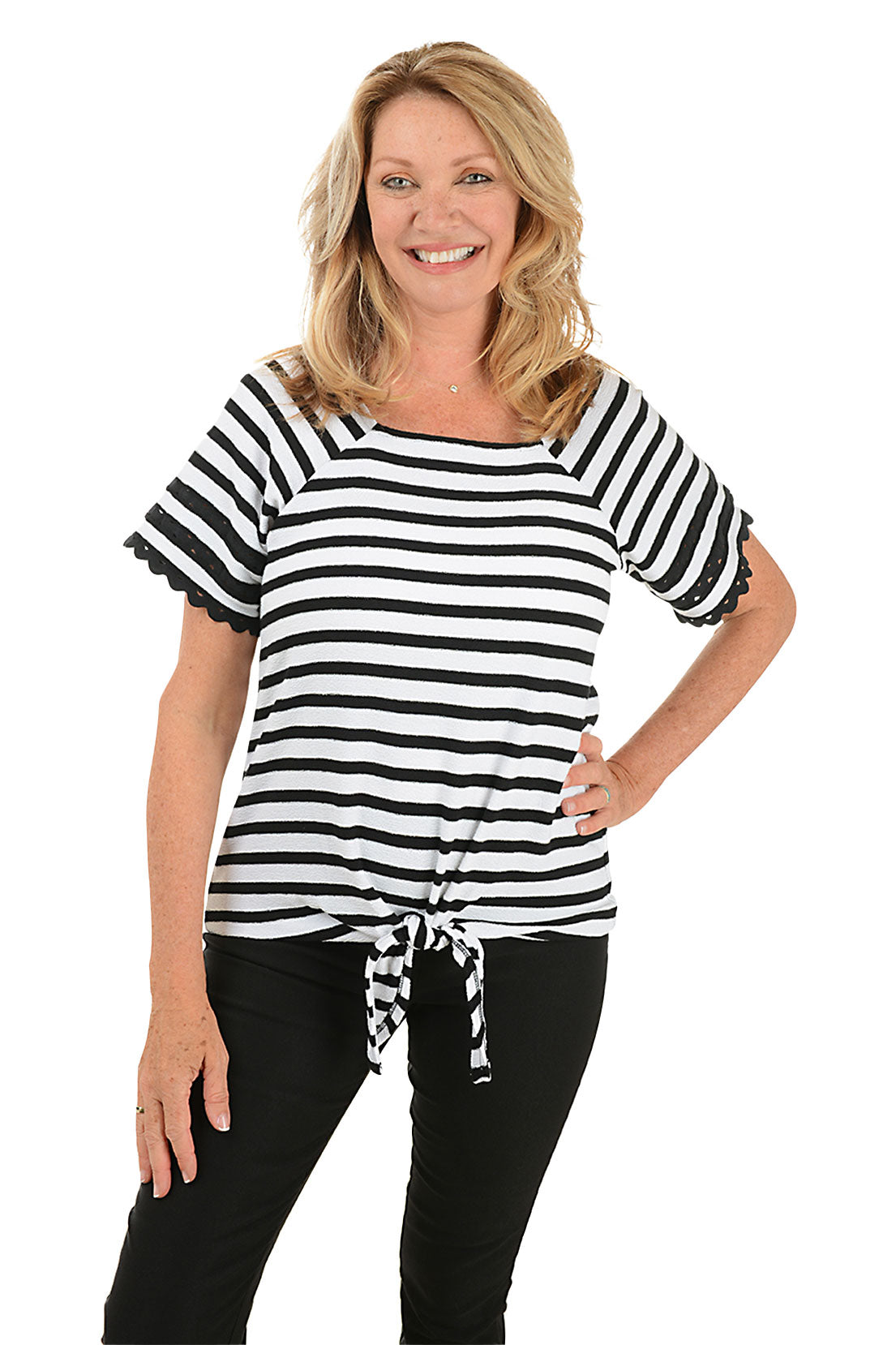 Pattern Play Striped French Terry Top