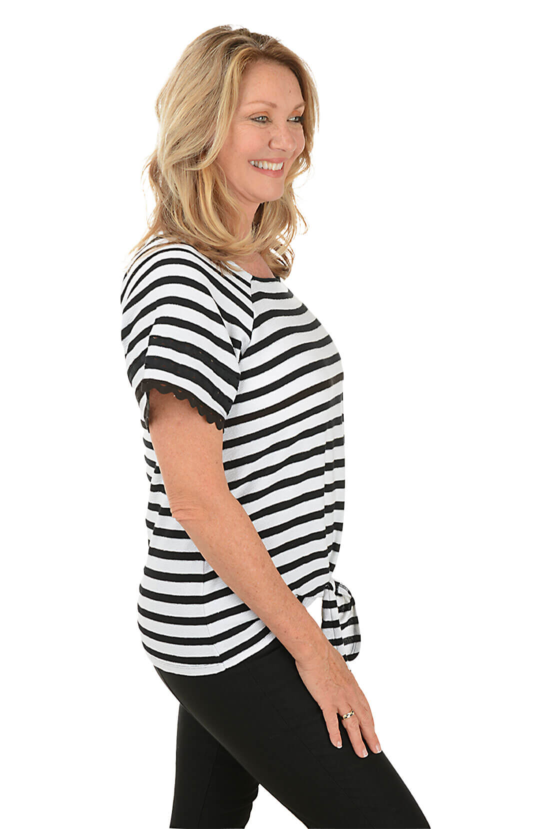 Petite Pattern Play Striped French Terry Top