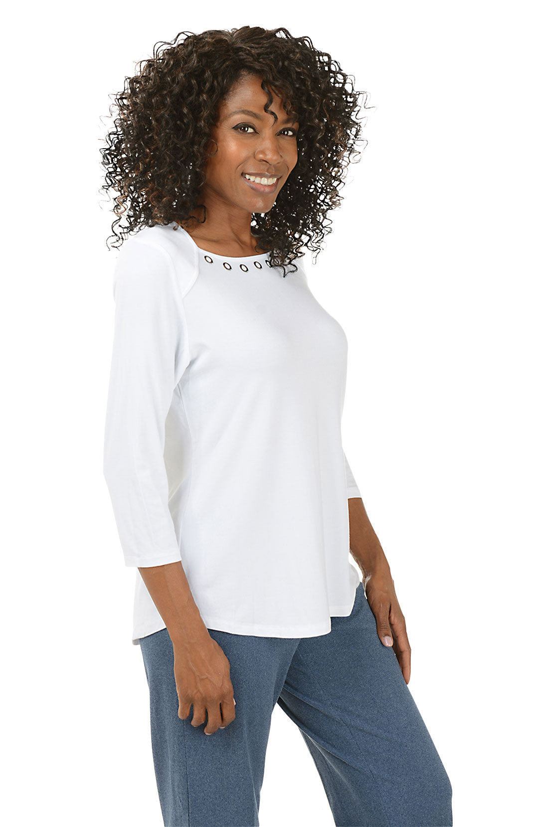 Casual Luxe Grommet Neck Knit Top