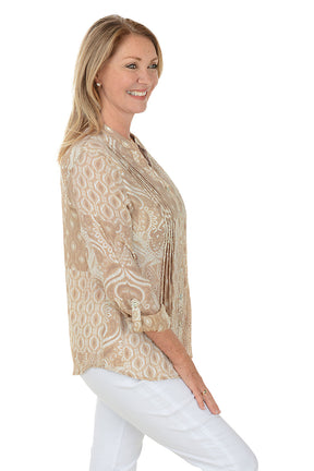 Keep It Natural Ikat Pleated Shirt