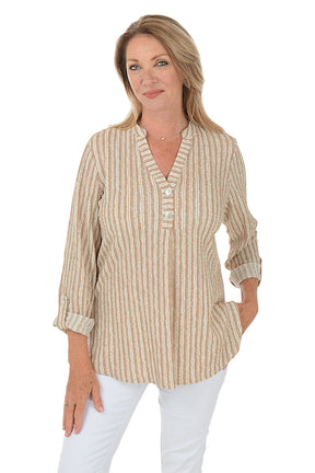 Keep It Natural Striped Crinkle Blouse