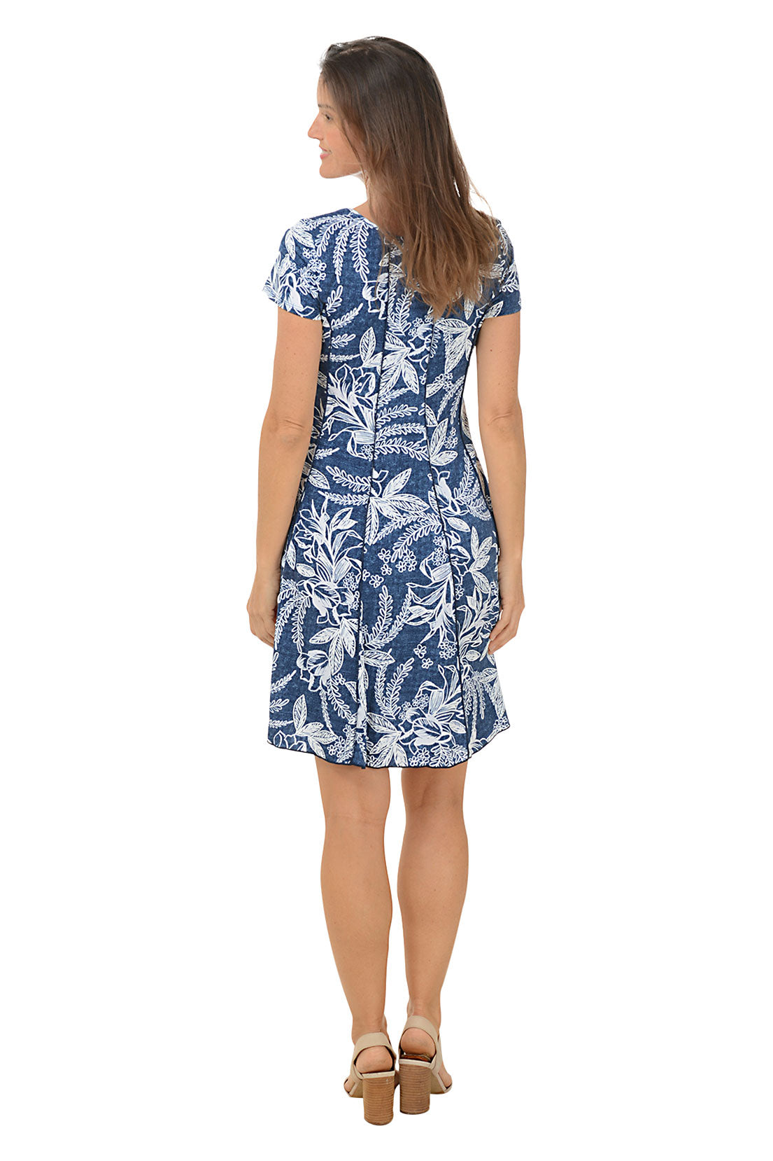 Ivy Denim Puff Print Cap Sleeve Dress