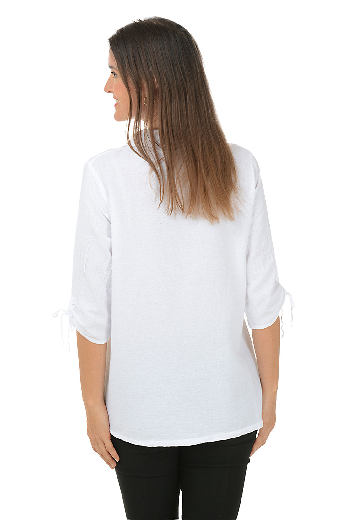 Ruched Sleeve Crinkle Shirt