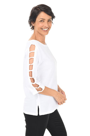 Lattice Sleeve Crinkle Top