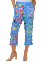 Watercolor Garden Crinkle Cropped Palazzo Pant