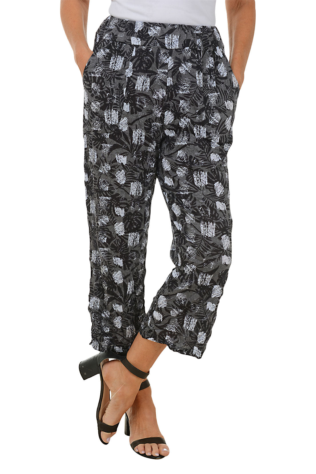 Sketched Dots Crinkle Cropped Palazzo Pant