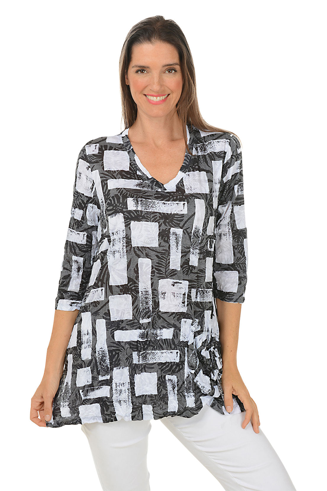 Square Silhouettes Crinkle Pocket Tunic