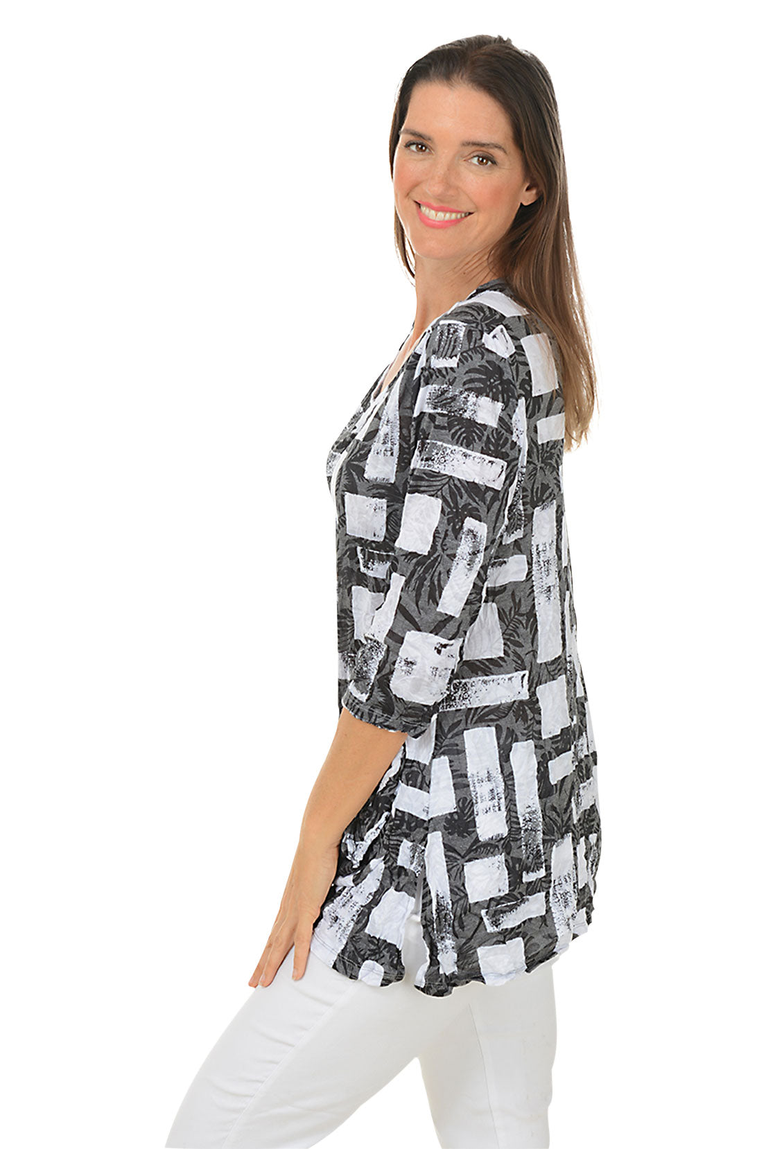 Square Silhouettes Crinkle Pocket Tunic