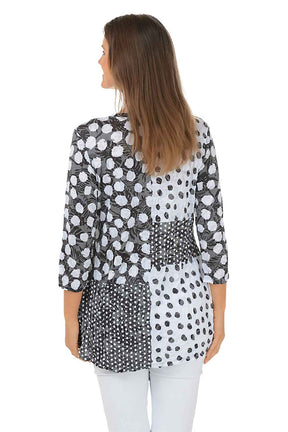 Polka Dotted Asymmetrical Crinkle Tunic