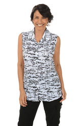 Sand Dunes Sleeveless Button-Front Crinkle Top