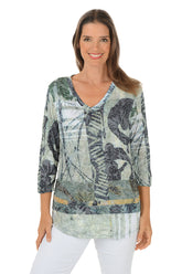 Jungle Burnout Crinkle Knit Top