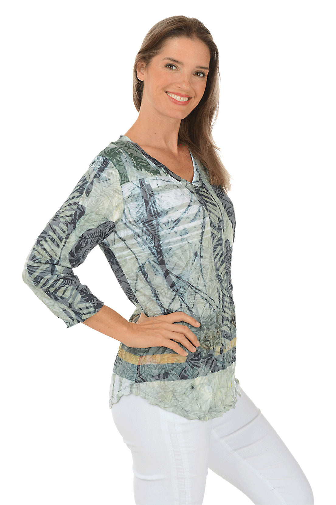 Jungle Burnout Crinkle Knit Top