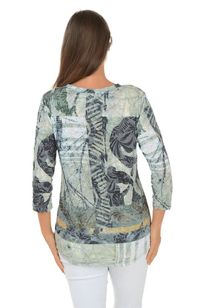 Jungle Burnout Crinkle Knit Top