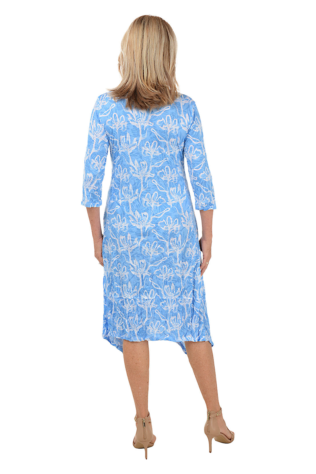 Blue Lily Shark Bite Crinkle Dress