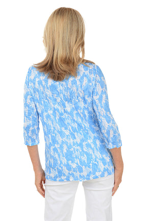 Cloudy Sky Scoop Neck Crinkle Top