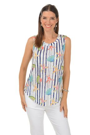 Seashell Stripe High Low Tank Top