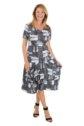 Square Silhouettes Short Sleeve Draped Dress