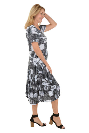 Square Silhouettes Short Sleeve Draped Dress