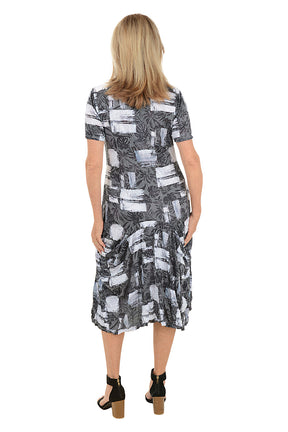 Square Silhouettes Short Sleeve Draped Dress