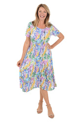 Mardi Gras Short Sleeve Draped Dress