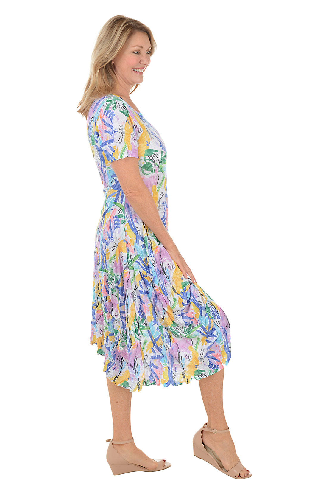 Mardi Gras Short Sleeve Draped Dress