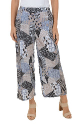 Safari Patchwork Crinkle Triple Button Palazzo Pant